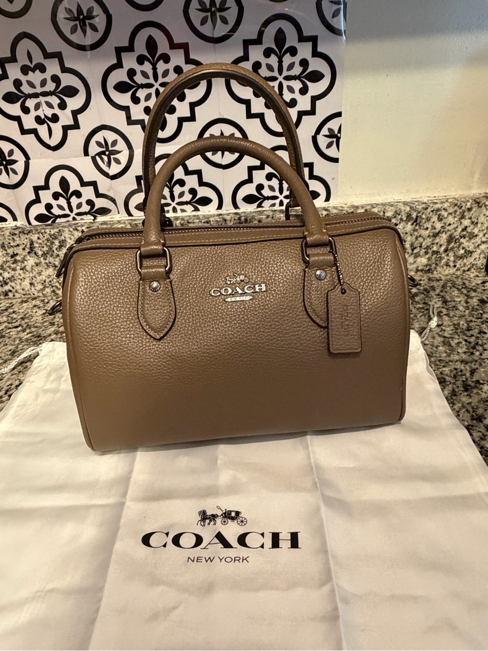 Coach Taupe Pebbled Leather Satchel